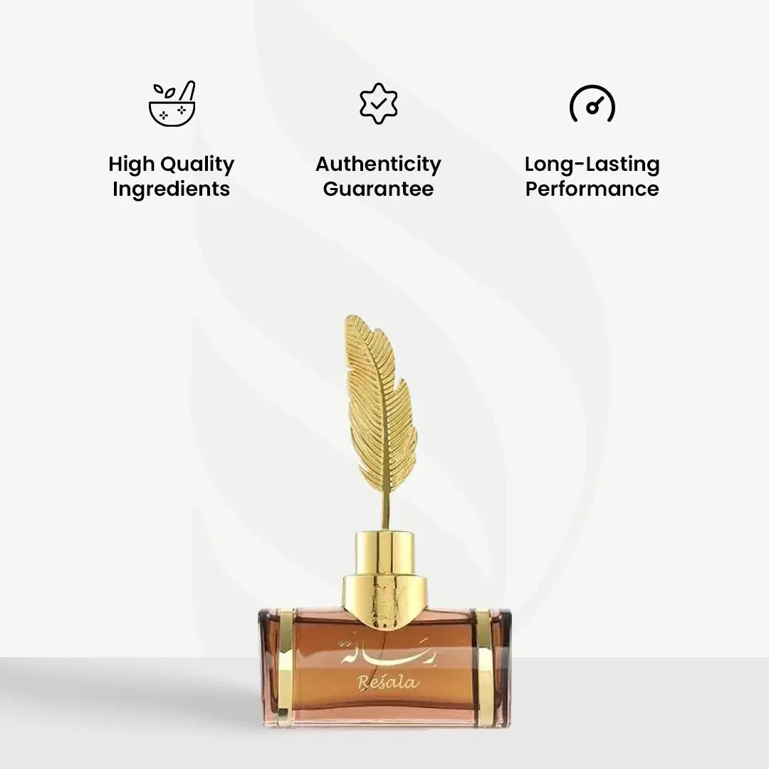 Arabian Oud
Resala
Chocolate • Oud • Rose • Vanilla
A poetic blend of spicy Saffron, fruity Rose, and indulgent Chocolate intertwined with deep Oud.